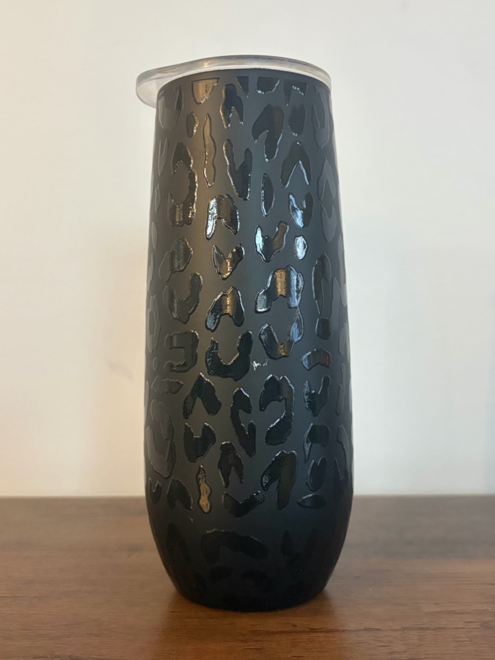 Black Leopard-Print Cup with Gloss Accents
